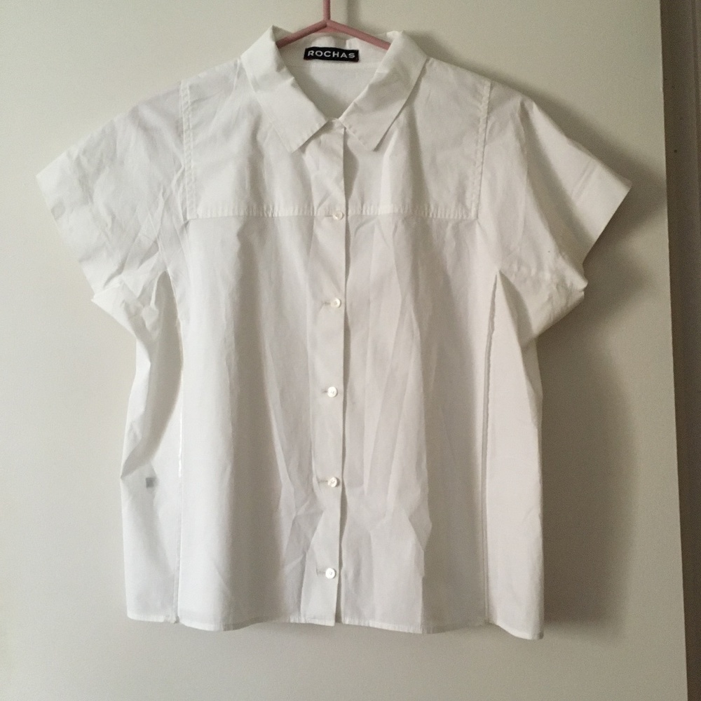 ROCHAS White Cotton Boxy Shirt 46 M